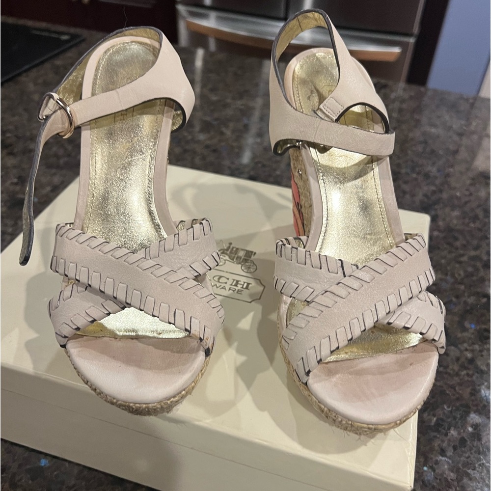 Coach Justine Grainy wedges Linen - Picture 2 of 3